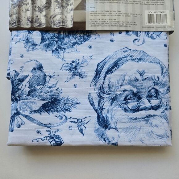 Christmas Santa Claus Shower Curtain 70 x 72 Winter Wreath Holiday - Picture 4 of 6